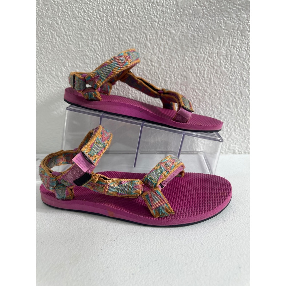 Teva Original Universal Women Pink Multi Geometric Strappy Sport Sandals